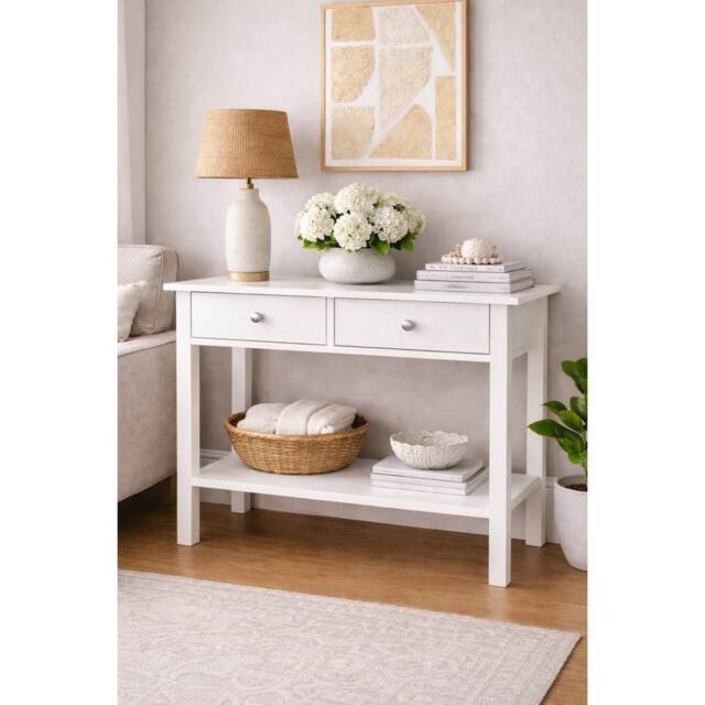 Kelvenix 2 Drawer Console Table White - Size: 0.6m2 - image 1