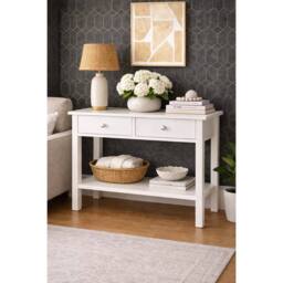 Kelvenix 2 Drawer Console Table White - Size: 0.6m2 - thumbnail 5