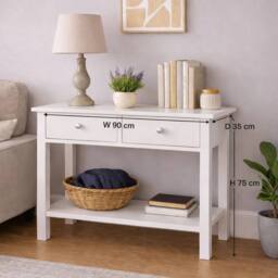 Kelvenix 2 Drawer Console Table White - Size: 0.6m2 - thumbnail 2