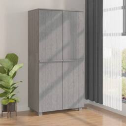 Berkfield Home Wardrobe HAMAR Light Grey 89x50x180 cm Solid Wood Pine - Size: 89 x 50 x 180 cm - thumbnail 2