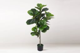 Tradala Trees Lush Artificial Fiddle Fig Tree with Real Wood Trunk in Dark Green - Size: 4ft - thumbnail 1