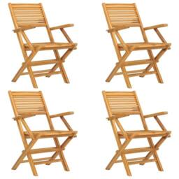 Berkfield Home Folding Garden Chairs 4 pcs 55x62x90 cm Solid Wood Teak in Brown - Size: 55 x 62 x 90 cm - thumbnail 2