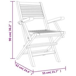 Berkfield Home Folding Garden Chairs 4 pcs 55x62x90 cm Solid Wood Teak in Brown - Size: 55 x 62 x 90 cm - thumbnail 5