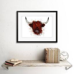 "Artery8 Scottish Highland Cow Home Decor 12x16"" Framed Wall Art Print in Brown - Size: W12"" x H16""" - thumbnail 2