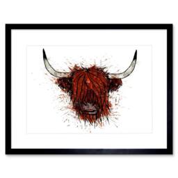 "Artery8 Scottish Highland Cow Home Decor 12x16"" Framed Wall Art Print in Brown - Size: W12"" x H16""" - thumbnail 1