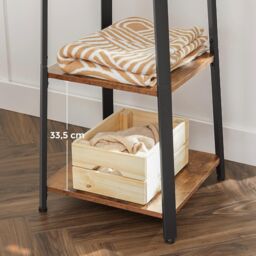 VASAGLE Industrial Coat Stand with 3 Shelves Ladder Design Hooks in Brown - thumbnail 6