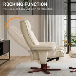 NESTLUNE Reclining Armchair with Footstool & Adjustable Backrest, Cream - Size: 100 cm x 15 cm - thumbnail 6