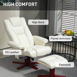 NESTLUNE Reclining Armchair with Footstool & Adjustable Backrest, Cream - Size: 100 cm x 15 cm - thumbnail 3