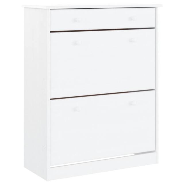 Berkfield Home Shoe Cabinet ALTA White 77x35x96 cm Solid Wood Pine - Size: 77 x 35 x 96 cm - image 1