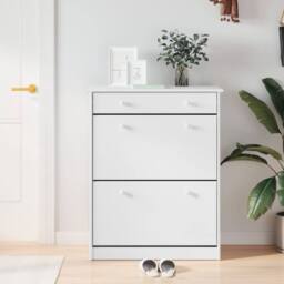 Berkfield Home Shoe Cabinet ALTA White 77x35x96 cm Solid Wood Pine - Size: 77 x 35 x 96 cm - thumbnail 2