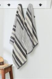 Helena Springfield 'Beach House Stripe' Cotton Towel in Grey - thumbnail 2