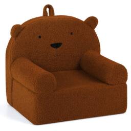 CASART Kids Bear Sofa Toddler Foam Couch w/ Fleece Fabric Cover Reading Chair in Brown - thumbnail 3