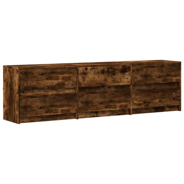 Berkfield Home TV Cabinet with LED Smoked Oak 180x34x50 cm Engineered Wood in Brown - Size: 180 x 34 x 50 cm - image 1