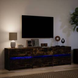 Berkfield Home TV Cabinet with LED Smoked Oak 180x34x50 cm Engineered Wood in Brown - Size: 180 x 34 x 50 cm - thumbnail 5