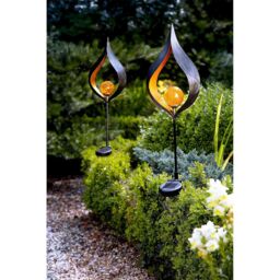 mysmartbuy Aura Flame Globe Stake Light - Solar Powered Zen Style Outdoor Garden Metal LED Globe Light - Measures H91 x W16.8 x D7.2cm in Black - thumbnail 2