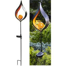mysmartbuy Aura Flame Globe Stake Light - Solar Powered Zen Style Outdoor Garden Metal LED Globe Light - Measures H91 x W16.8 x D7.2cm in Black - thumbnail 1