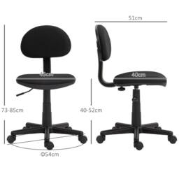 Havendro Black Armless Office Chair Adjustable Height 360° Swivel - Size: 100 cm x 15 cm - thumbnail 2