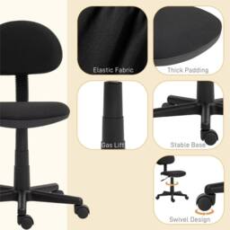Havendro Black Armless Office Chair Adjustable Height 360° Swivel - Size: 100 cm x 15 cm - thumbnail 4