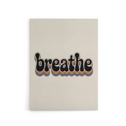 "Artery8 Breathe Funky Retro Rainbow Typography Canvas Wall Art Print in Beige - Size: W18"" x H24""" - thumbnail 1