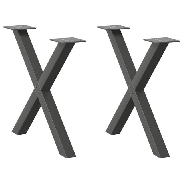 Berkfield Home Coffee Table Legs X-Shaped 2 pcs Anthracite 60x(42-43) cm Steel in Black - image 1