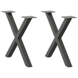 Berkfield Home Coffee Table Legs X-Shaped 2 pcs Anthracite 60x(42-43) cm Steel in Black - thumbnail 1