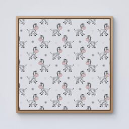 Warren Reed - Designer Cute Hand Drawn Zebra Framed Canvas in Light Brown - Size: w40 inch x h40 inch - thumbnail 1