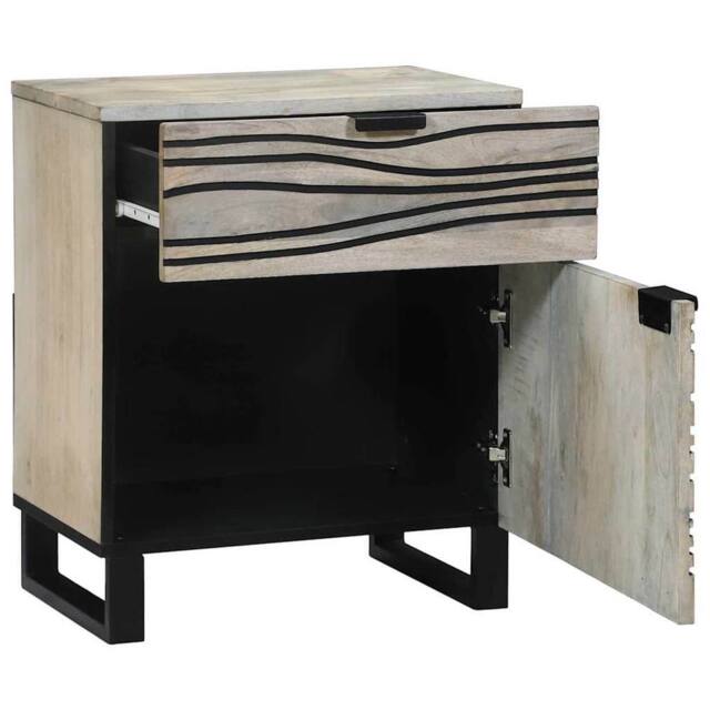 Berkfield Home Bedside Tables with Drawer White & Black 50 x 33 x 60 cm - image 1