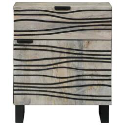 Berkfield Home Bedside Tables with Drawer White & Black 50 x 33 x 60 cm - thumbnail 3