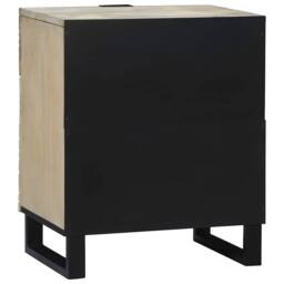 Berkfield Home Bedside Tables with Drawer White & Black 50 x 33 x 60 cm - thumbnail 5