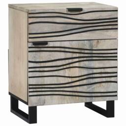 Berkfield Home Bedside Tables with Drawer White & Black 50 x 33 x 60 cm - thumbnail 2