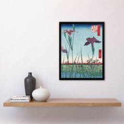 Artery8 Horikiri Iris Garden 1857 Japan Framed Wall Art Print Utagawa Hiroshige in Green - Size: A4 - thumbnail 4