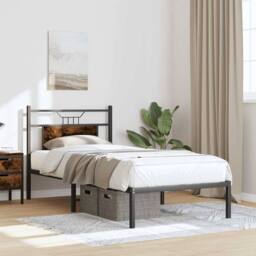 Berkfield Home Bed Frame Frame Smoked Oak 75x190 cm Small Single Wood in Brown - thumbnail 4