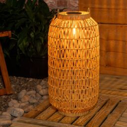 ValueLights Natural Rope Solar Powered Lantern Outdoor Garden Light Floor Lamp
