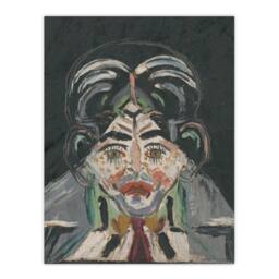 "Artery8 Head of a Woman Portrait Kubincan Wall Art Poster Print in Grey - Size: W12"" x H16""" - thumbnail 1