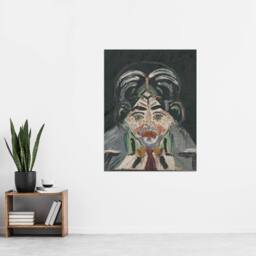 "Artery8 Head of a Woman Portrait Kubincan Wall Art Poster Print in Grey - Size: W12"" x H16""" - thumbnail 4