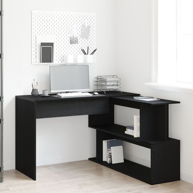 Berkfield Home Desk in Black Oak - 200x50x76 cm, Made with Engineered Wood - Size: 200 x 50 x 76 cm - image 1