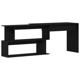 Berkfield Home Desk in Black Oak - 200x50x76 cm, Made with Engineered Wood - Size: 200 x 50 x 76 cm - thumbnail 2
