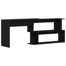 Berkfield Home Desk in Black Oak - 200x50x76 cm, Made with Engineered Wood - Size: 200 x 50 x 76 cm - thumbnail 5
