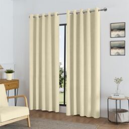 Luxury Living Temple Velvet Ring Top Blackout Curtains in Cream - Size: 168 cm width x 183 cm drop