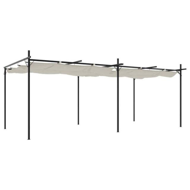 Berkfield Home Pergola with Retractable Roof Cream 589x292x230 cm in Beige - Size: 589 x 292 x 230 cm - image 1