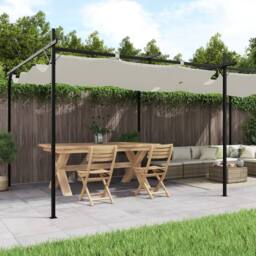 Berkfield Home Pergola with Retractable Roof Cream 589x292x230 cm in Beige - Size: 589 x 292 x 230 cm - thumbnail 2