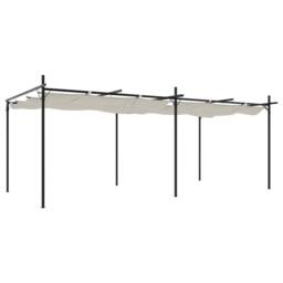 Berkfield Home Pergola with Retractable Roof Cream 589x292x230 cm in Beige - Size: 589 x 292 x 230 cm