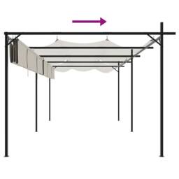 Berkfield Home Pergola with Retractable Roof Cream 589x292x230 cm in Beige - Size: 589 x 292 x 230 cm - thumbnail 6