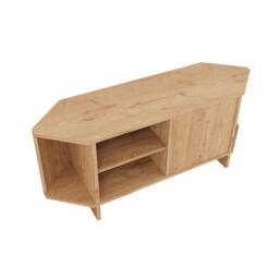 BIMOSSA Teo Corner TV Stand, Compact Unit for up to 50 inch TVs with Cabinet in Light Brown - thumbnail 5