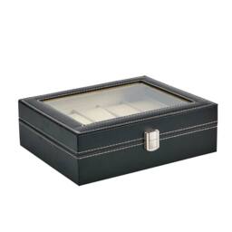 FLAVORA 10 Grids PU Leather Watch Display Box Collection Storage Case in Black - thumbnail 3