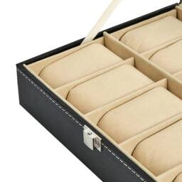 FLAVORA 10 Grids PU Leather Watch Display Box Collection Storage Case in Black - thumbnail 5