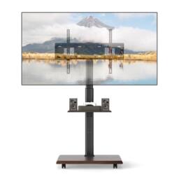 "Costway Rolling TV Stand Mobile TV Cart for 32""-75"" TVs W/Shelf&30° Tilt Mount in Black" - thumbnail 4