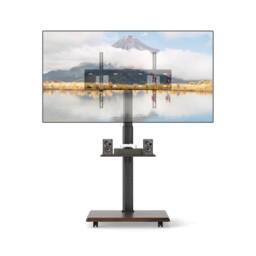 "Costway Rolling TV Stand Mobile TV Cart for 32""-75"" TVs W/Shelf&30° Tilt Mount in Black" - thumbnail 1