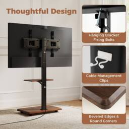 "Costway Rolling TV Stand Mobile TV Cart for 32""-75"" TVs W/Shelf&30° Tilt Mount in Black" - thumbnail 8