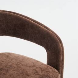 Direct Wicker Chenille 360 Degrees Swivel Armchair with Fabric Covered Wooden Base in Brown - Size: 1 Pack - thumbnail 3
